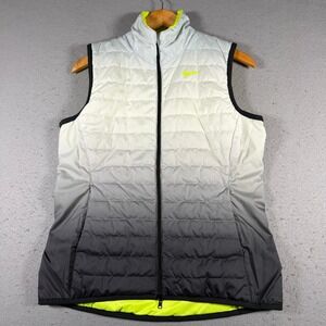Vintage Nike Women's Puffer Vest Lightweight Ombre Reversible Size Medium Y2K